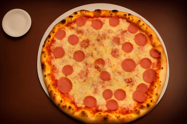 Obrázek Chutné Pizzy Sýrem Dalšími Ingrediencemi — Stock fotografie