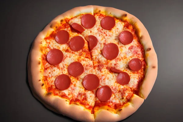 Bild Smaskig Pizza Med Ost Och Andra Ingredienser — Stockfoto