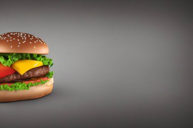 Klasik bir fast food ürünü olan hamburgerin 3D çizimi