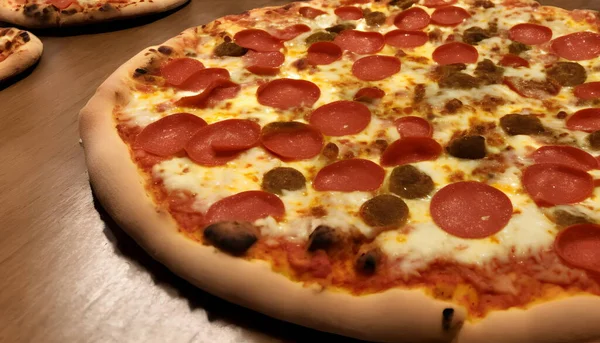 Foto Deliciosa Pizza Con Queso Otros Ingredientes — Foto de Stock