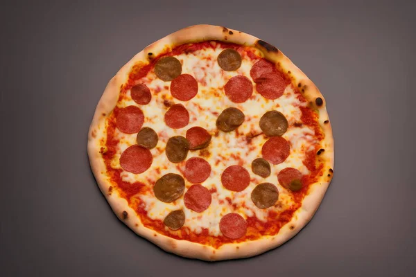 Foto Deliciosa Pizza Con Queso Otros Ingredientes — Foto de Stock