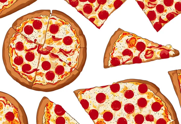 Pizzanın Düz Stil Çizimi Grafik Illüstrasyon — Stok fotoğraf