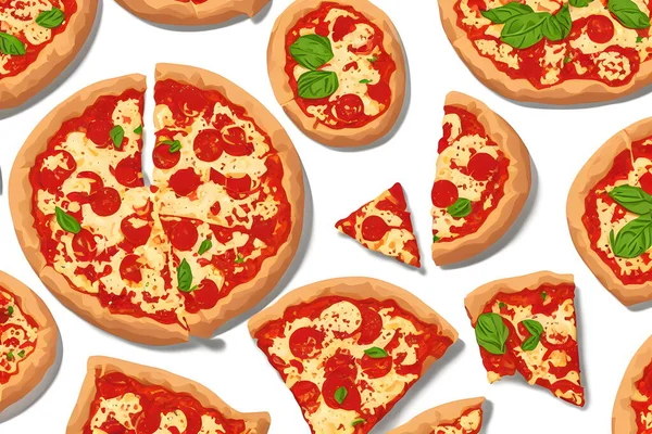 Ilustración Pizza Estilo Plano Ilustración Gráfica — Foto de Stock
