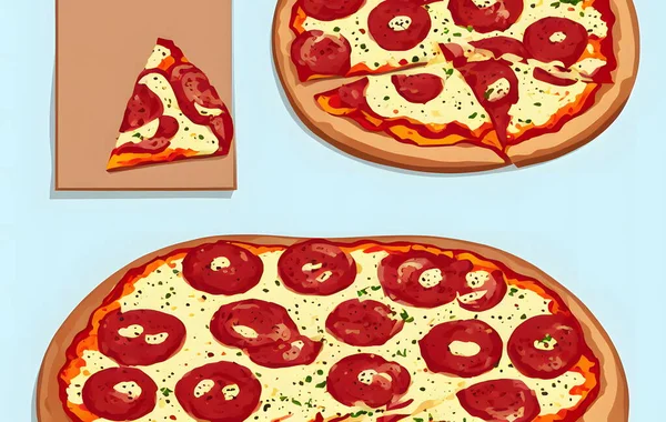 Illustration Pizza Flat Style Graphic Illustration — Stock Photo, Image