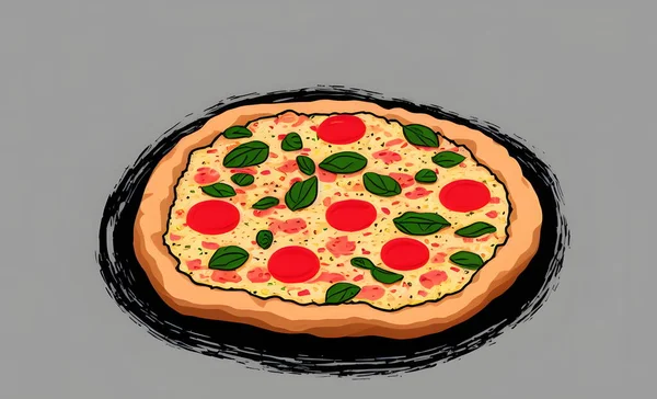 Ilustracja Pizzy Minimalistycznym Stylu Ilustracja Graficzna — Zdjęcie stockowe
