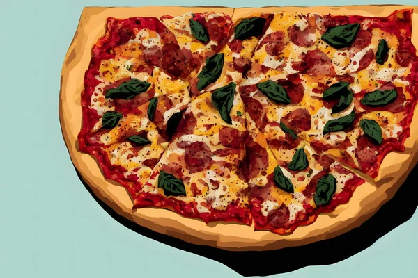 Ilustrație Pizza Stil Minimalist Ilustrație Grafică — Fotografie, imagine de stoc
