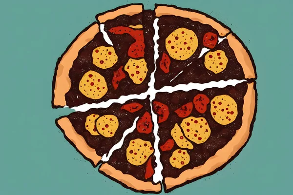Illustration Pizza Minimalist Style Graphic Illustration — Stock Photo, Image