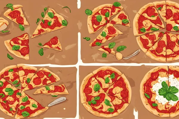 Ilustração Pizza Estilo Retro Ilustração Gráfica — Fotografia de Stock