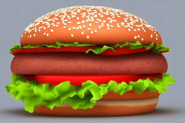 Illustrazione Rendering Hamburger Classico Fast Food — Foto Stock