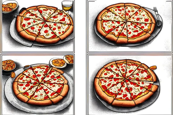Illustration Pizza Dans Style Rétro Illustration Graphique — Photo