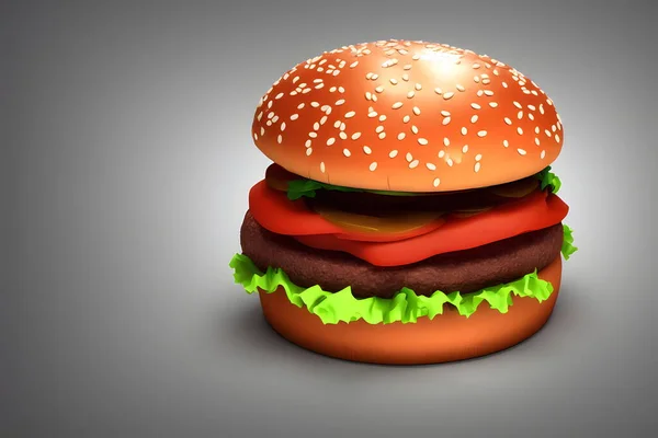 Рендеринг Иллюстрации Гамбургер Классический Пункт Быстрого Питания — стоковое фото