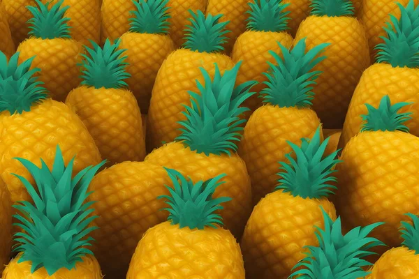 Ilustracja Surowego Ananasa Zielonymi Liśćmi Skórą — Zdjęcie stockowe