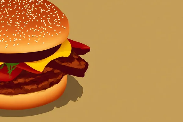 Иллюстрация Гамбургера Современном Стиле Классический Фаст Фуд — стоковое фото