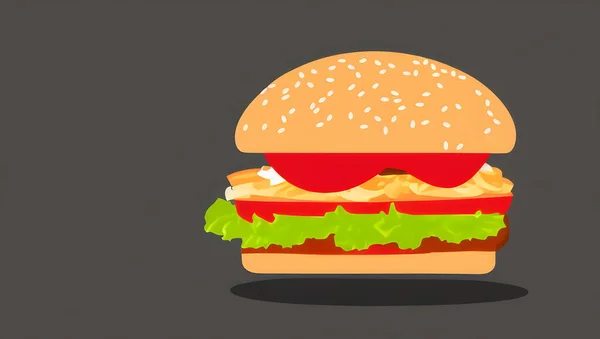 Ілюстрація Гамбургера Мінімалістичному Стилі Класичний Продукт Фаст Фуду — стокове фото