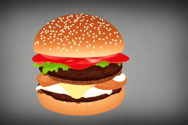 Иллюстрация Гамбургера Плоском Стиле Классический Фаст Фуд — стоковое фото