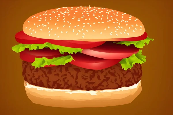 Illustrazione Hamburger Stile Contemporaneo Classico Fast Food — Foto Stock