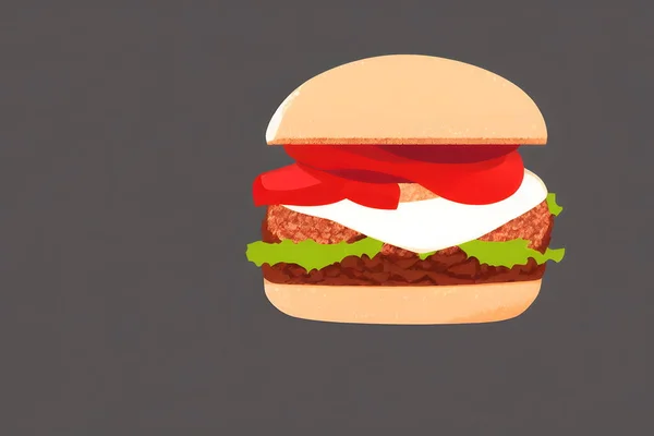 Hamburgerin Minimalist Tarzda Tasviri Klasik Bir Fast Food Ürünü — Stok fotoğraf