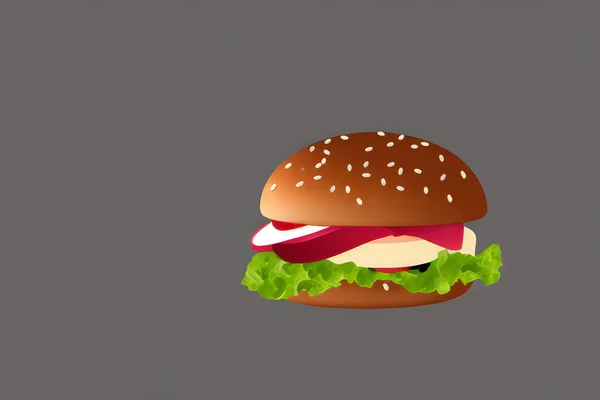 Illustration Hamburger Dans Style Minimaliste Article Restauration Rapide Classique — Photo