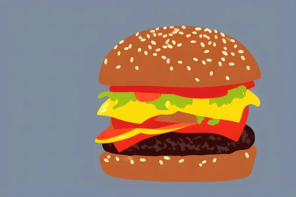 Hamburgerin Minimalist Tarzda Tasviri Klasik Bir Fast Food Ürünü — Stok fotoğraf