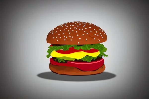 Иллюстрация Гамбургера Минималистском Стиле Классический Фаст Фуд — стоковое фото