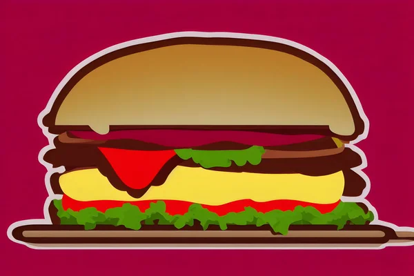 Иллюстрация Гамбургера Стиле Ретро Классический Фаст Фуд — стоковое фото