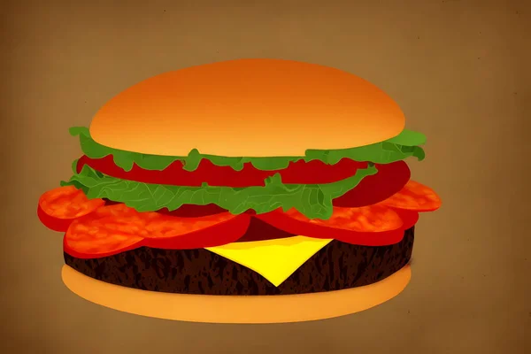 Ілюстрація Гамбургера Ретро Стилі Класичний Продукт Фаст Фуду — стокове фото