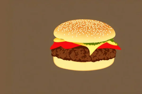 Illustrazione Hamburger Stile Retrò Classico Fast Food — Foto Stock