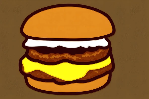 Ilustracja Hamburgera Stylu Retro Klasyczny Fast Food Pozycji — Zdjęcie stockowe