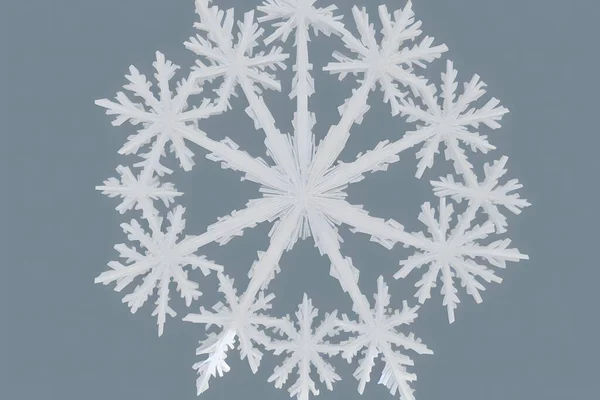 Реалистичная Иллюстрация Макроса Снежинки Генеративного — стоковое фото
