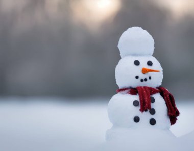 Açık havada kardan adamın gerçekçi bir tasviri, üretken ai