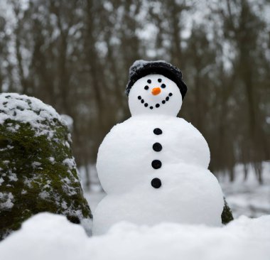 Açık havada kardan adamın gerçekçi bir tasviri, üretken ai