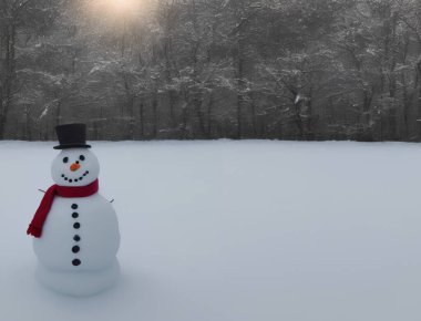 Açık havada kardan adamın gerçekçi bir tasviri, üretken ai