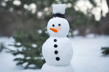 Açık havada kardan adamın gerçekçi bir tasviri, üretken ai