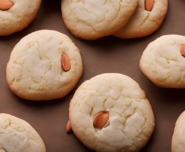 Biraz badem kurabiyesinin gerçekçi çizimi, tatlı pişmiş yemek, üretken ai