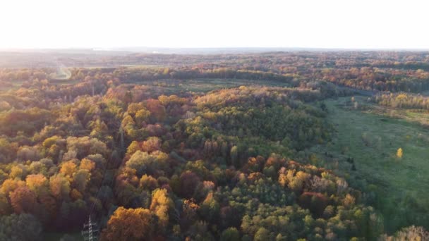 Αεροφωτογραφία Του Τοπίου Παίζοντας Όλα Χρώματα Της Φθινοπωρινής Περιόδου Ένα — Αρχείο Βίντεο