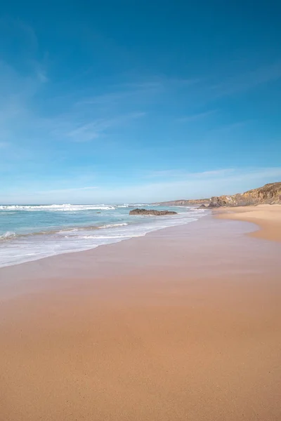 stock image Beautiful beach Praia do Almograve in Odemira region, western Portugal. Wandering along the Fisherman Trail, Rota Vicentina.