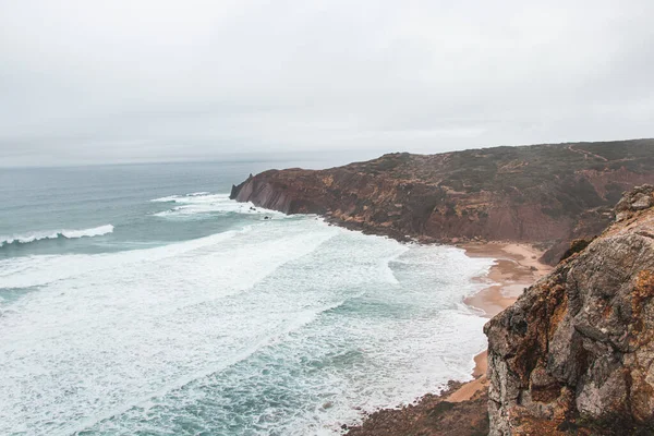 Clima Tempestuoso Sobre Falésias Rochosas Região Sudoeste Algarve Poder Oceano — Fotografia de Stock