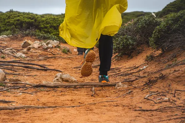 stock image Wandering the Fisherman Trail in the southern part of Portugal during rainy weather heading to Cape St. Vicente. Rough landscape.