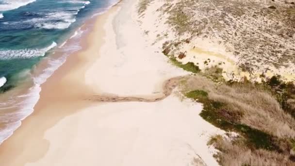 Pantai Barat Portugal Dengan Pantai Berpasir Dan Samudera Atlantik Dengan — Stok Video