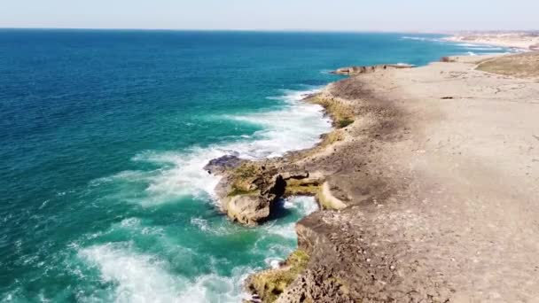 Costa Oeste Portugal Con Playas Arena Océano Atlántico Claro Con — Vídeo de stock