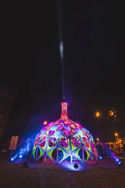 2023 Glow Festival Mot Eindhoven Nederländerna Ljuskonstfestival Stadens Gator Underbar Stockbild