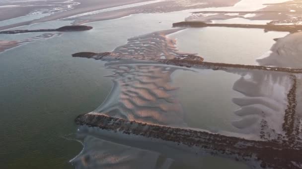 Αεροφωτογραφία Της Ξηράς Ακτής Χαμηλή Παλίρροια Στον Πύργο Επιφυλακής Ossenisse — Αρχείο Βίντεο