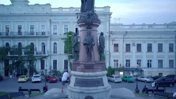 Monument Voor Tsarina Catharina Medeoprichters Van Odessa Monument Voor Tsarina — Stockvideo