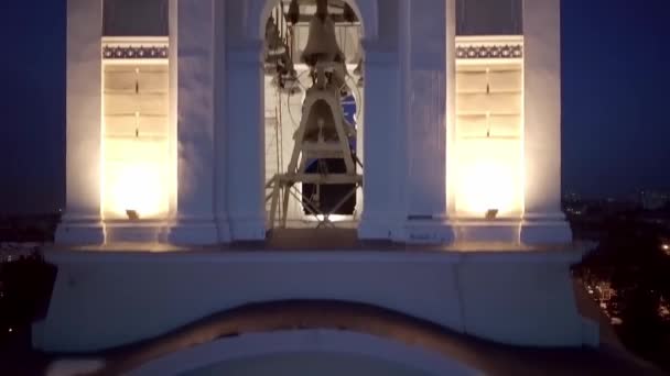 Pan Aguja Cúpula Catedral Spaso Preobrazhensky Odessa Ucrania Una Noche — Vídeos de Stock