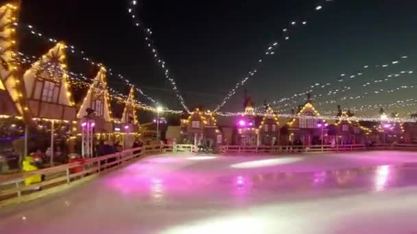 Eisbahn Winter Schlittschuhe Fahren Auf Eis Schlittschuhlaufen Ist Wintersport Und — Stockvideo