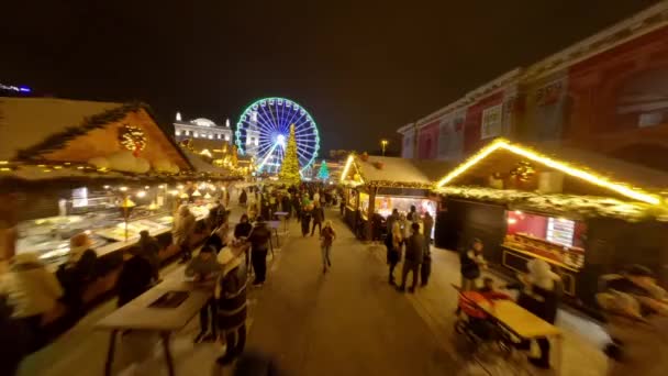Dönme Dolap Kotraktova Meydanı Ndaki Sokak Fuarı Akşamlar Kyiv Tatil — Stok video