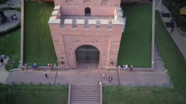 4K Aerial Drone Flight Footage: Picturesque View of Famous Golden Gates in Kiev - one the most visited touristic places of the city, aerial view of the Golden Gate in Kyiv, Ukraine, Top view 