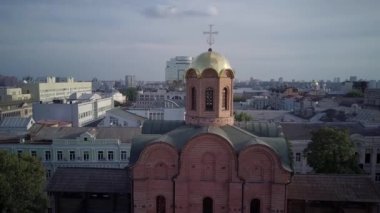 4K Aerial Drone Flight Footage: Picturesque View of Famous Golden Gates in Kiev - one the most visited touristic places of the city, aerial view of the Golden Gate in Kyiv, Ukraine, Top view 