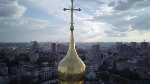 Aerial View Michaels Golden Domed Monastery Kiev High Quality Footage — Vídeos de Stock