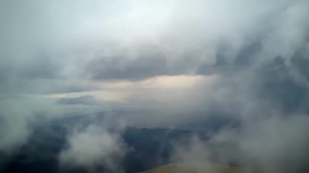 Aerial Beautiful Landscape Smooth Fly Mountains Clouds Ridges Hills Blue — Wideo stockowe